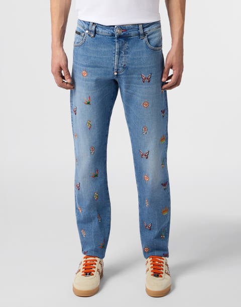 Embroidered Super Straight Cut Jeans Men