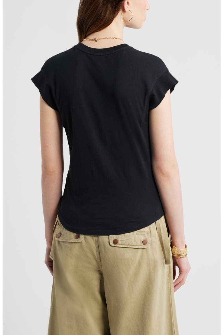 Pintuck Cotton T-Shirt, Alternate, color, BLACK