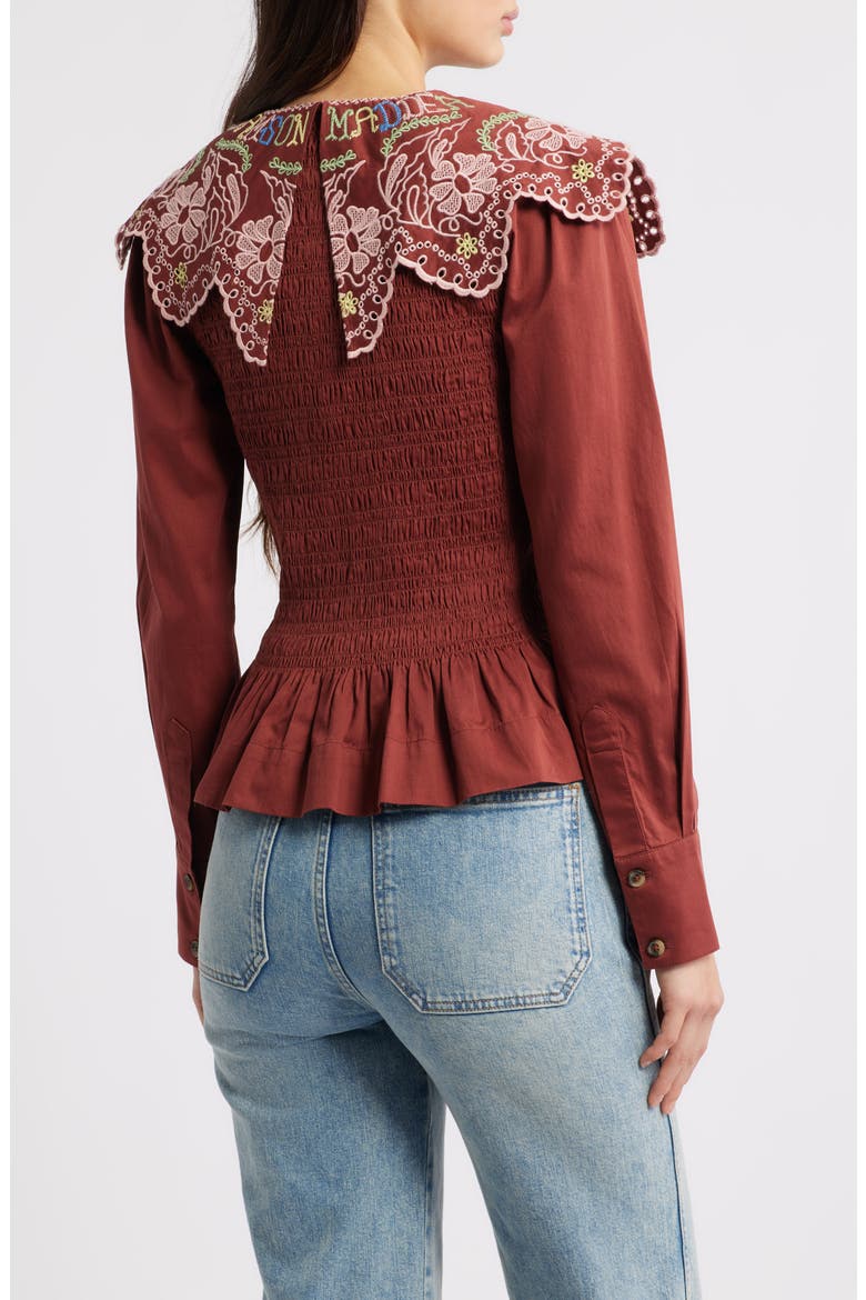 Fern Embroidered Top, Alternate, color, RUST
