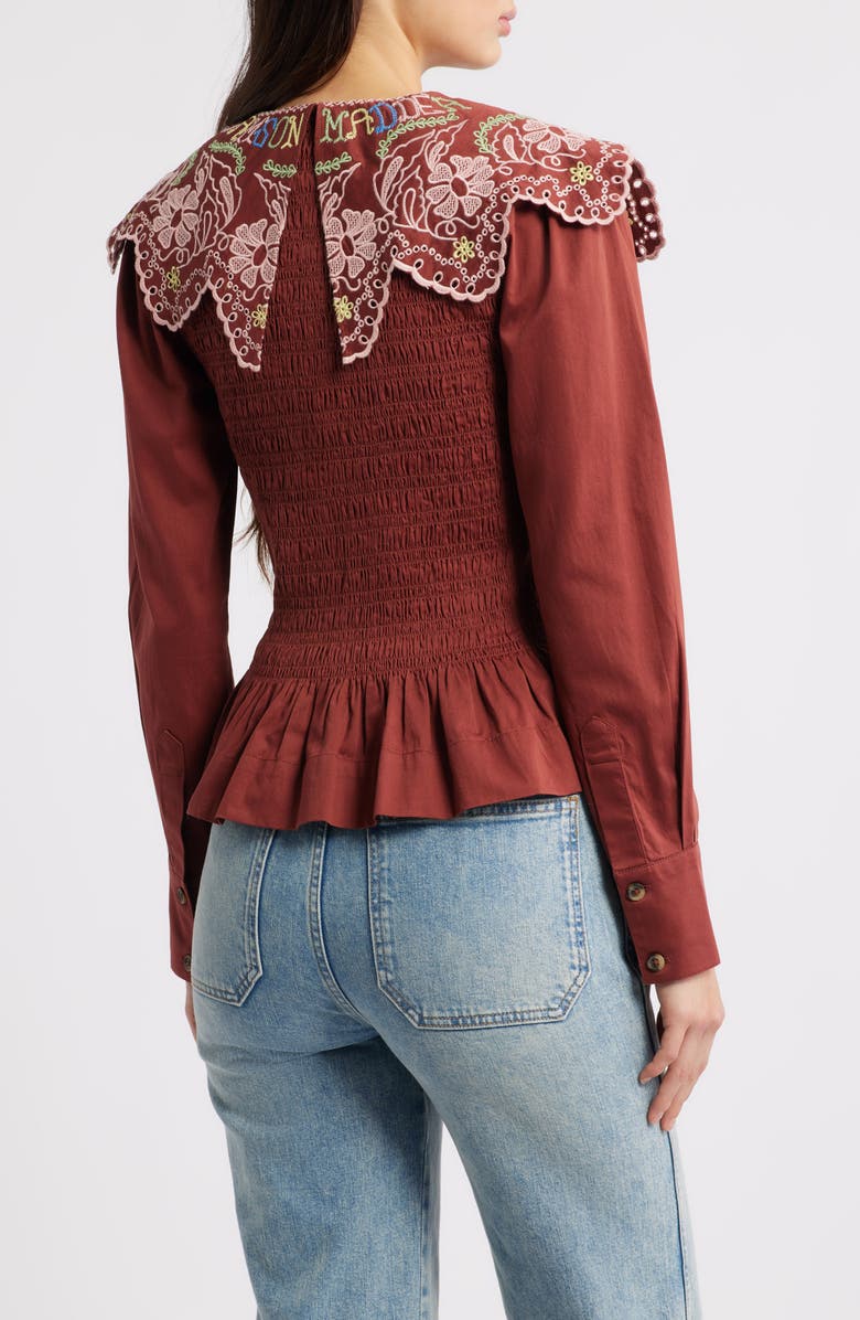 Damson Madder Fern Embroidered Top, Alternate, color, Rust