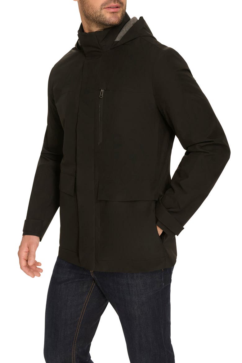 Water Resistant Hooded Windbreaker, Alternate, color, BLACK