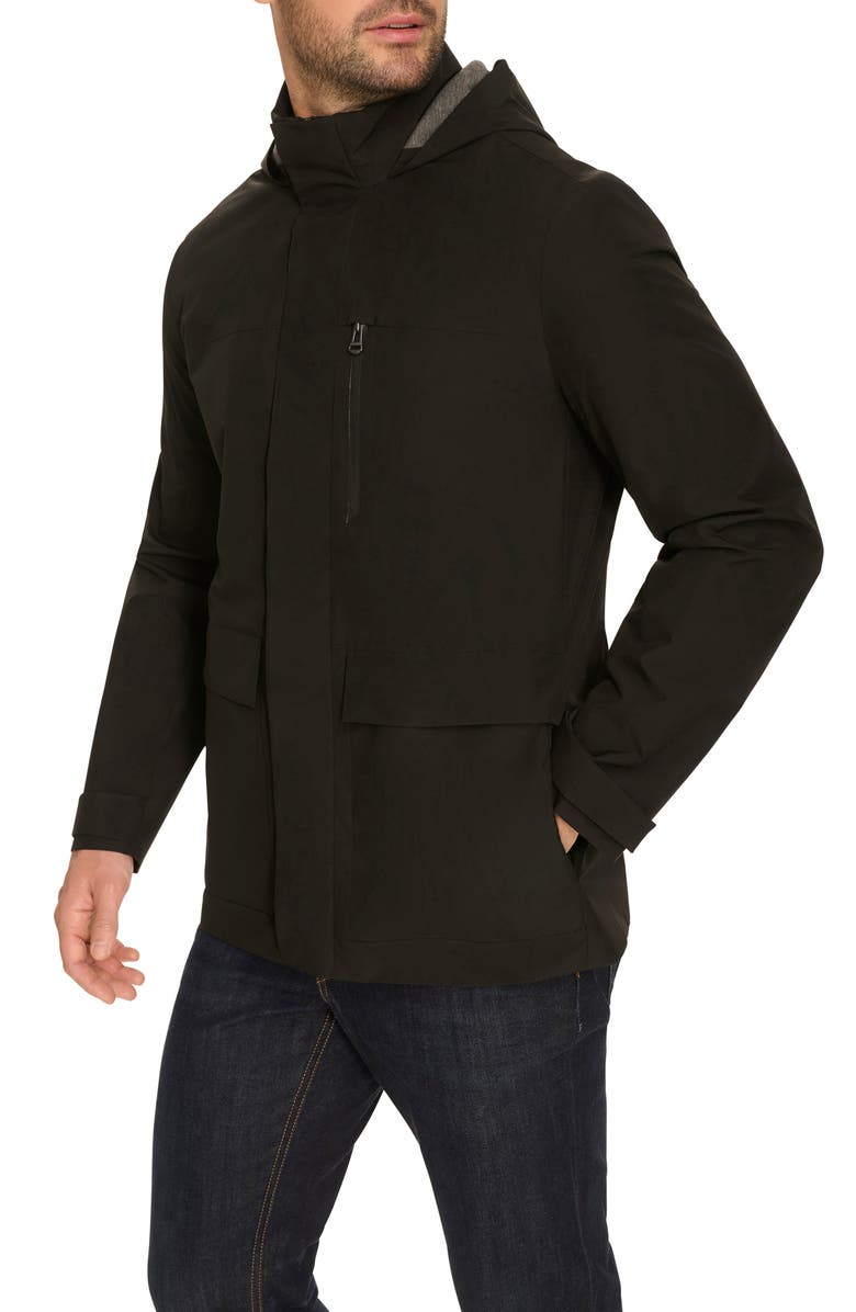 Cole Haan Water Resistant Hooded Windbreaker, Alternate, color, Black