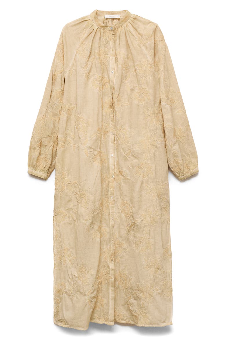 Overdyed Embroidered Cotton Nightgown, Main, color, LIGHT/ PASTEL BROWN