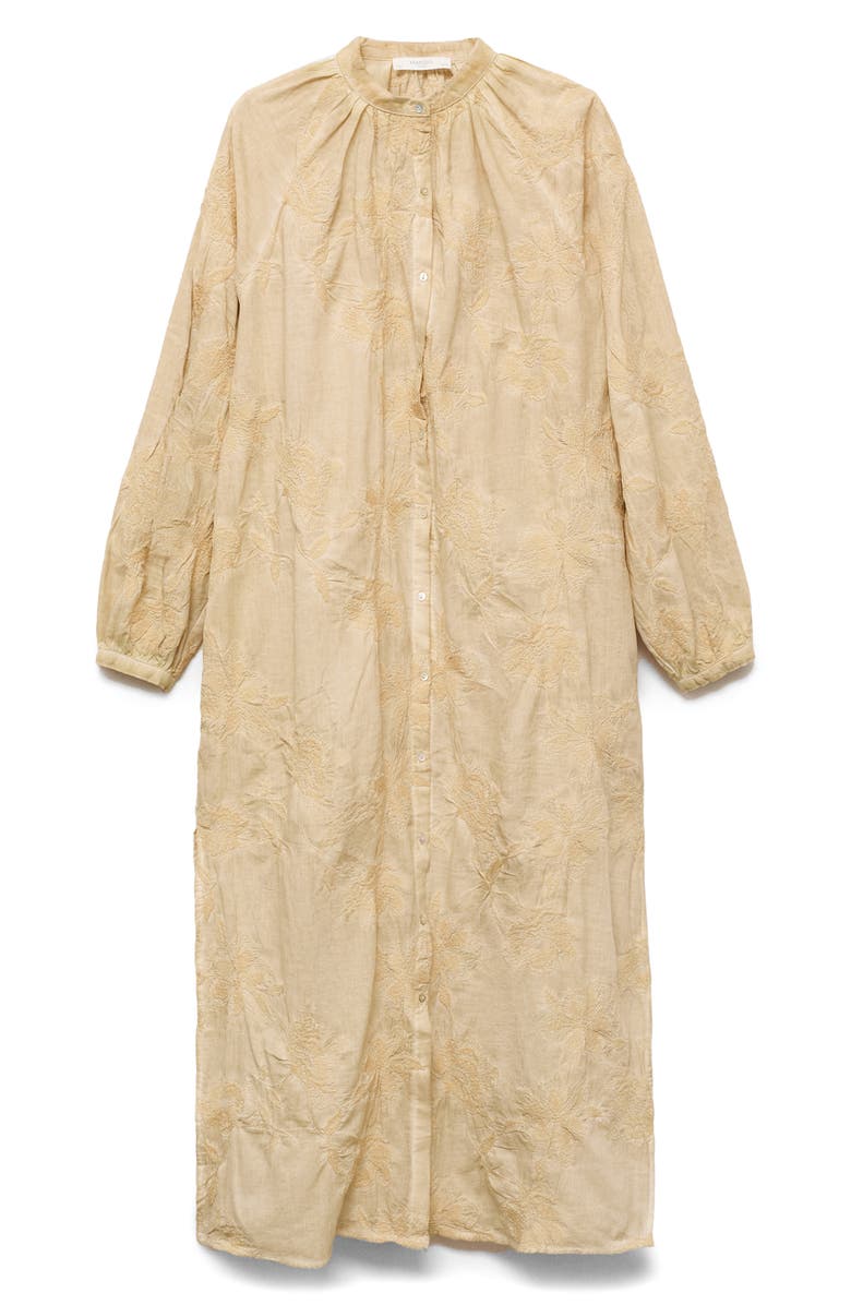 MANGO Overdyed Embroidered Cotton Nightgown, Main, color, Light/ Pastel Brown