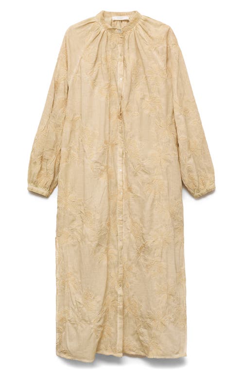 Mango Overdyed Embroidered Cotton Nightgown In Brown