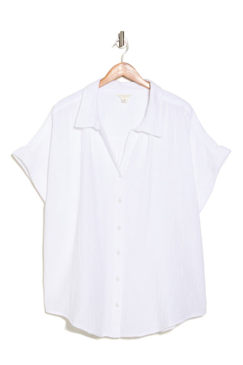 Duo Gauze Camp Shirt, Alternate, color, WHITE