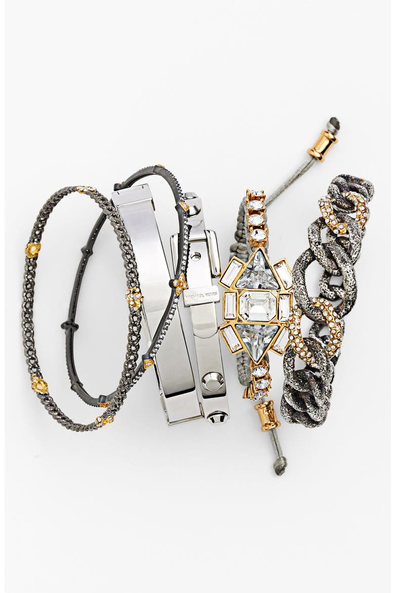 Clover Station Bangle, Alternate, color, GUNMETAL/ GOLD