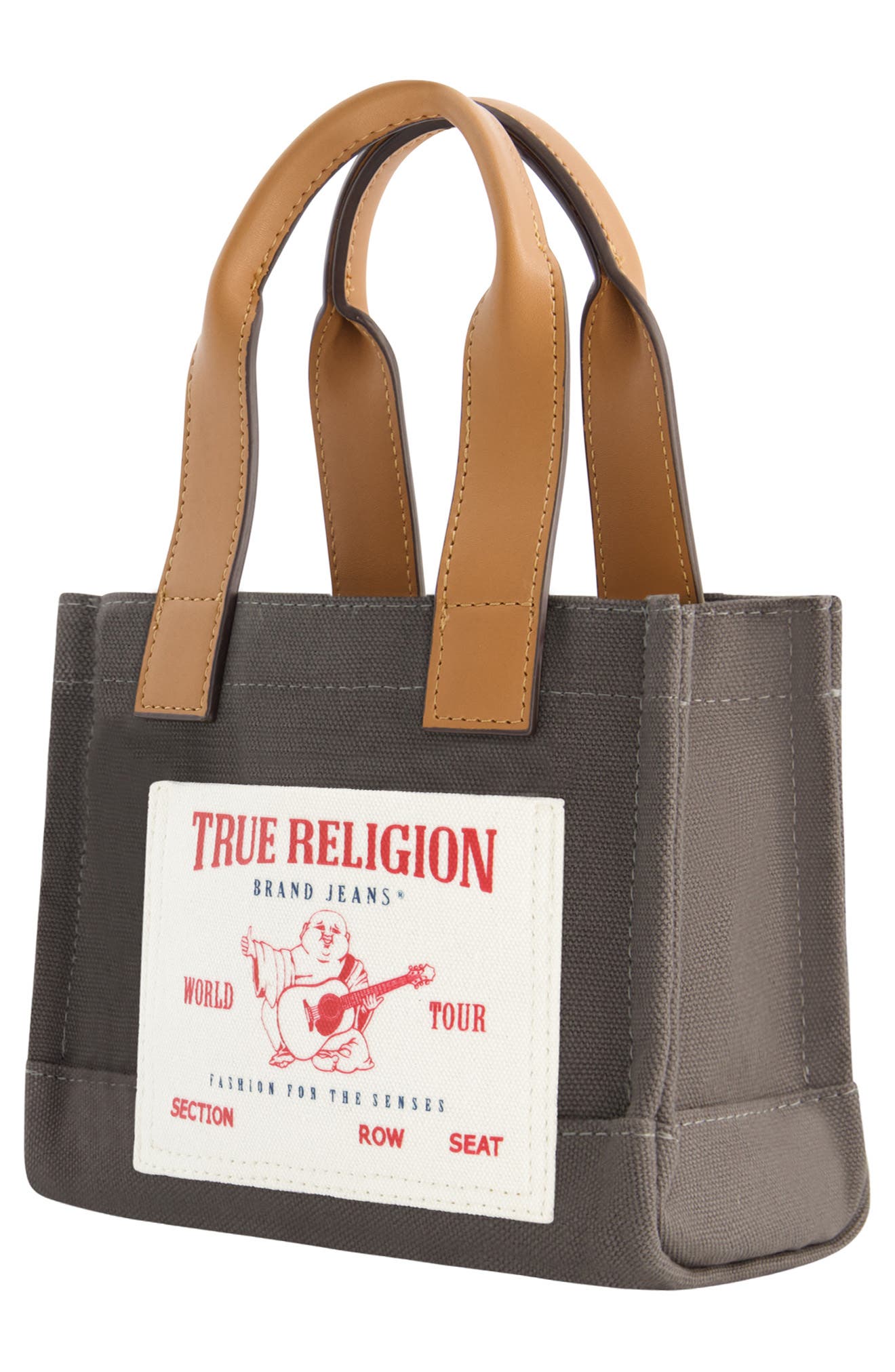 True Religion Twill Mini Tote Bag, Alternate, color, Grey