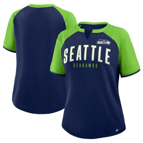 Women's Fanatics College Navy/Neon Green Seattle Seahawks Height Advantage T-Shirt