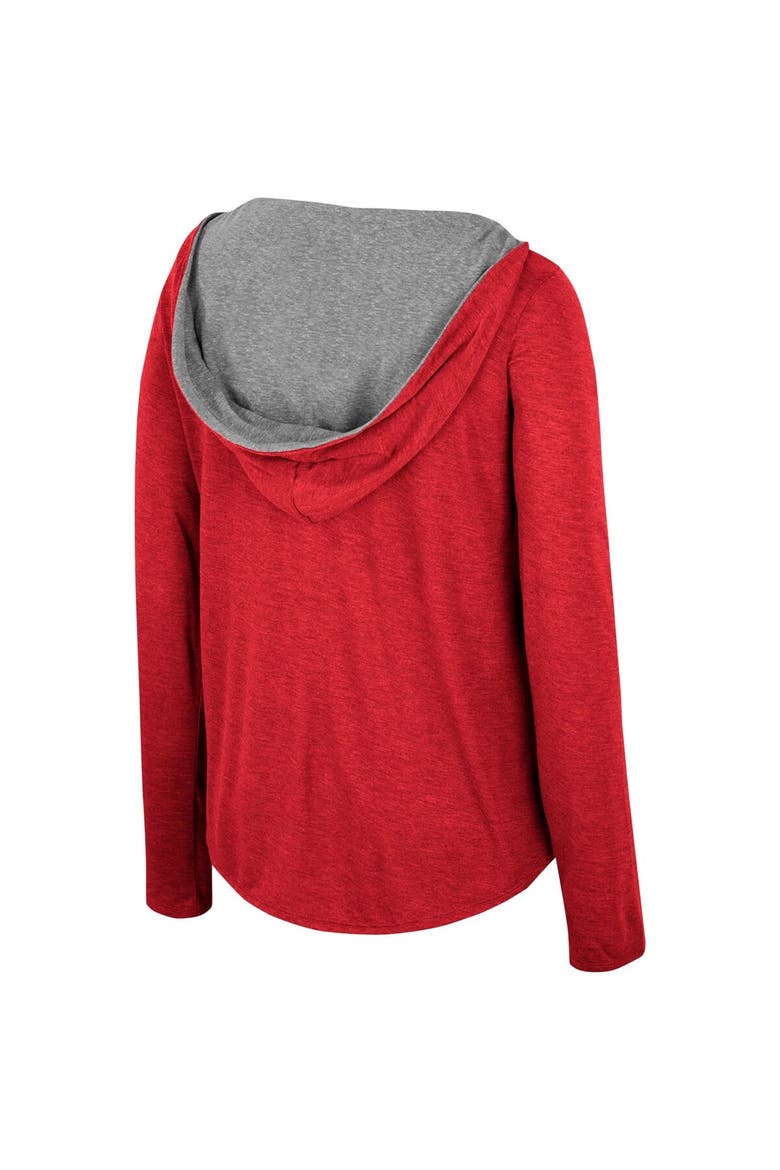 Women's Colosseum  Scarlet Nebraska Huskers Distressed Heather Long Sleeve Hoodie T-Shirt, Alternate, color, Scarlet