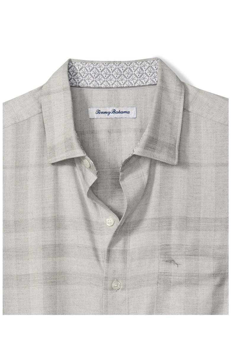 Silver Mist Plaid Cotton & Viscose Button-Up Shirt, Alternate, color, SILVER STREAK