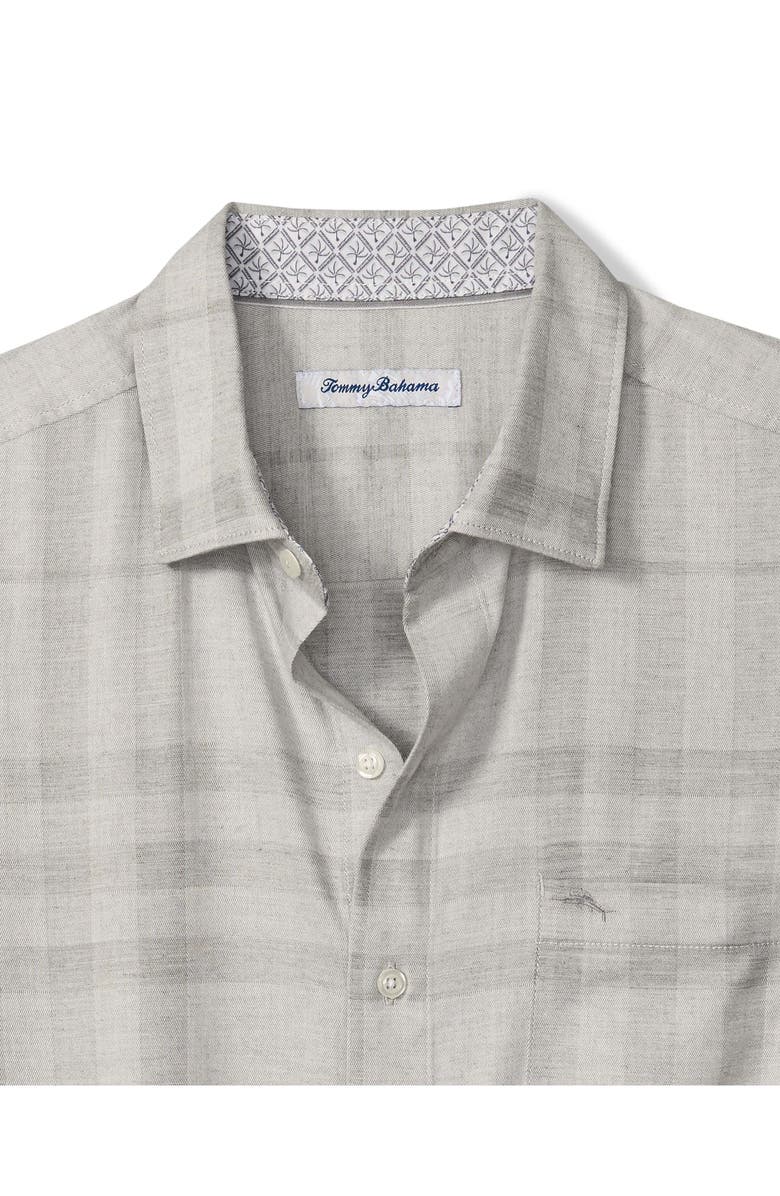 Tommy Bahama Silver Mist Plaid Cotton & Viscose Button-Up Shirt, Alternate, color, Silver Streak