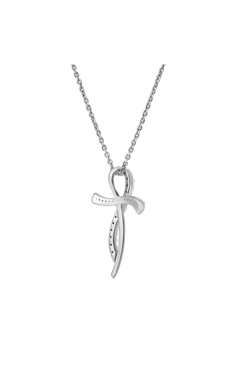 LuvMyJewelry Elarith 0.15 Cts Natural Diamond Cross 14K Gold Pendant, Alternate, color, 14K White Gold