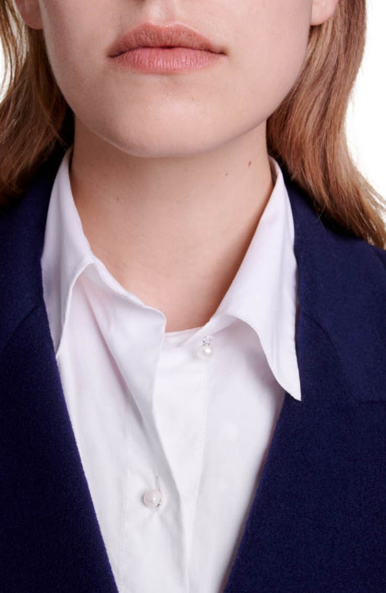 maje Giorgina Bracelet Sleeve Virgin Wool Blend Coat, Alternate, color,