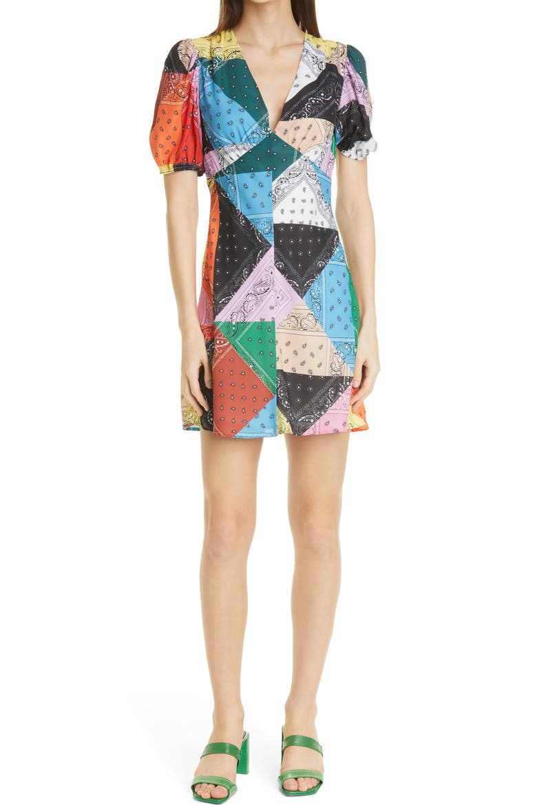 Milla Minidress, Main, color, PATCHWORK BANDANA RAINBOW