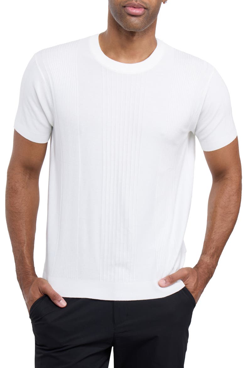 Stripe Short Sleeve Sweater, Main, color, OFF WHITE