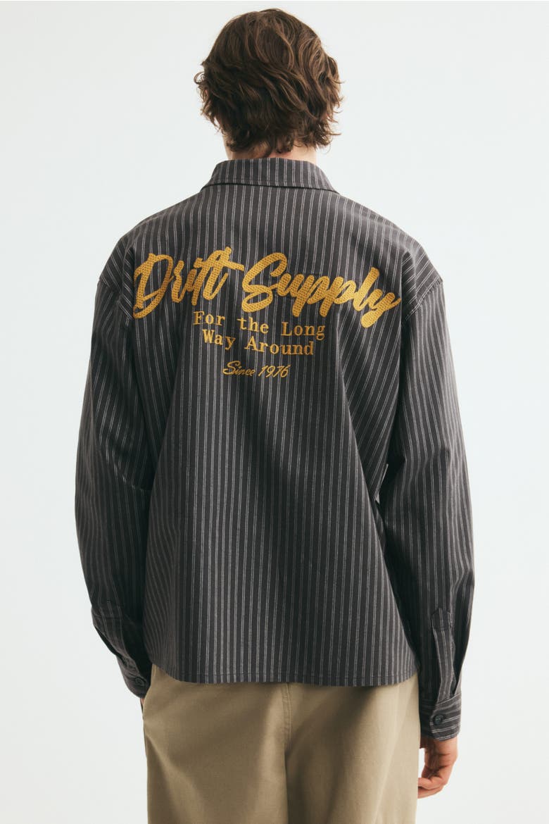 Embroidered Cotton Overshirt, Alternate, color, Dark khaki green/Drift Supply