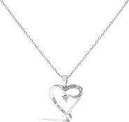 Haus of Brilliance Silver Diamond Accent "I LOVE YOU MOM" Heart Pendant Necklace