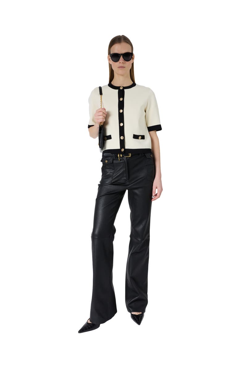 GERARD DAREL Laila Short Sleeve Round Neck Cardigan, Alternate, color, Ecru