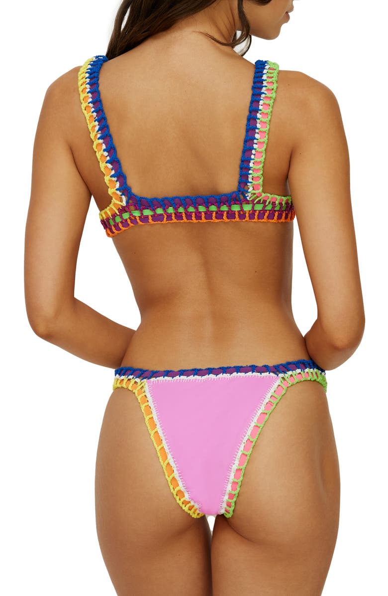 PQ SWIM Colorful Whipstitch Trim Triangle Bikini Top, Alternate, color, Ultraviolet