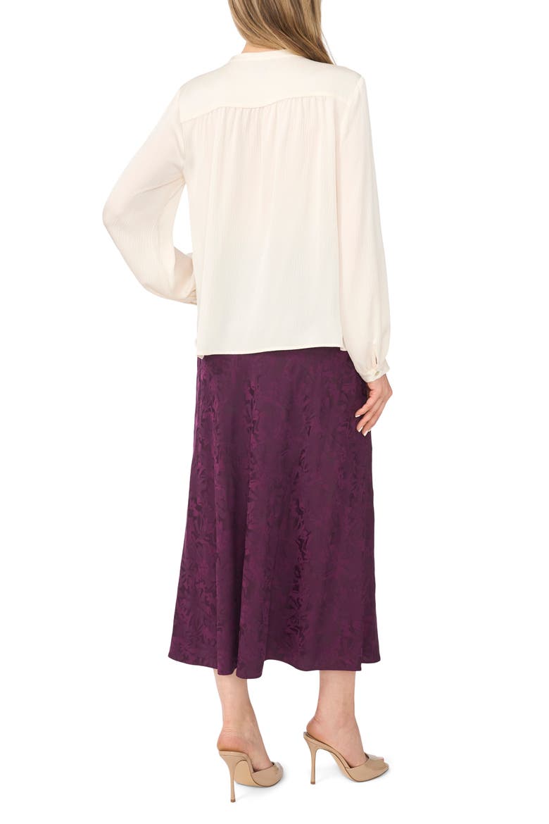 Shirred Long Sleeve Band Collar Shirt, Alternate, color, BUTTERCREAM