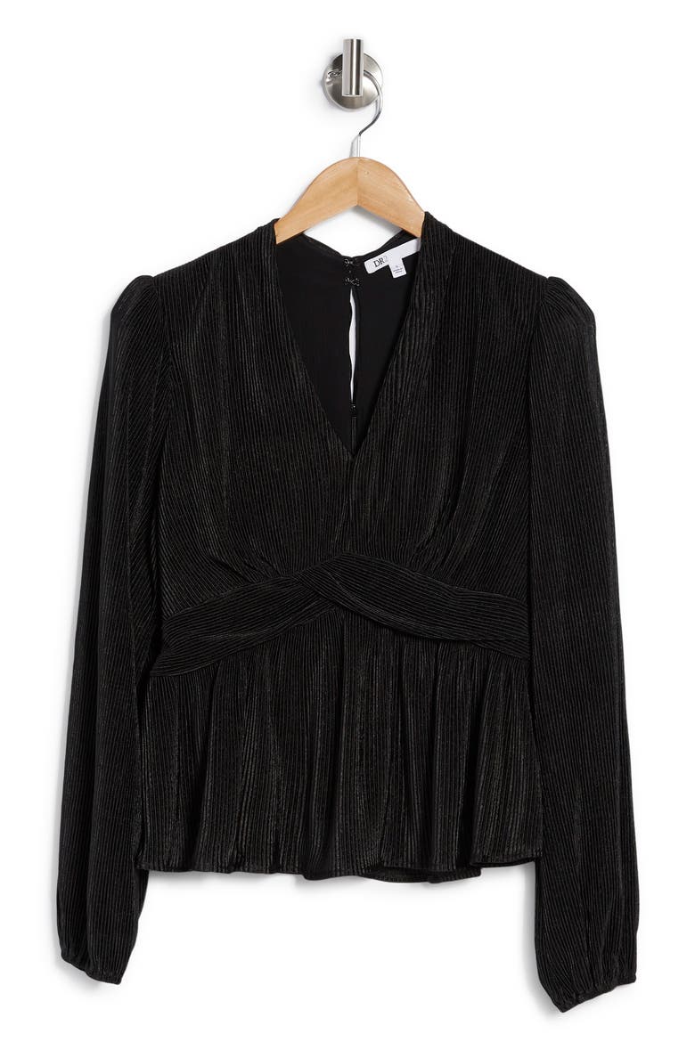 Crinkle Empire Waist Blouse, Alternate, color, N339 BLACK