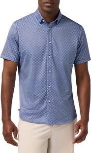 Mizzen+Main Halyard Trim Fit Diamond Short Sleeve Performance Button-Up Shirt
