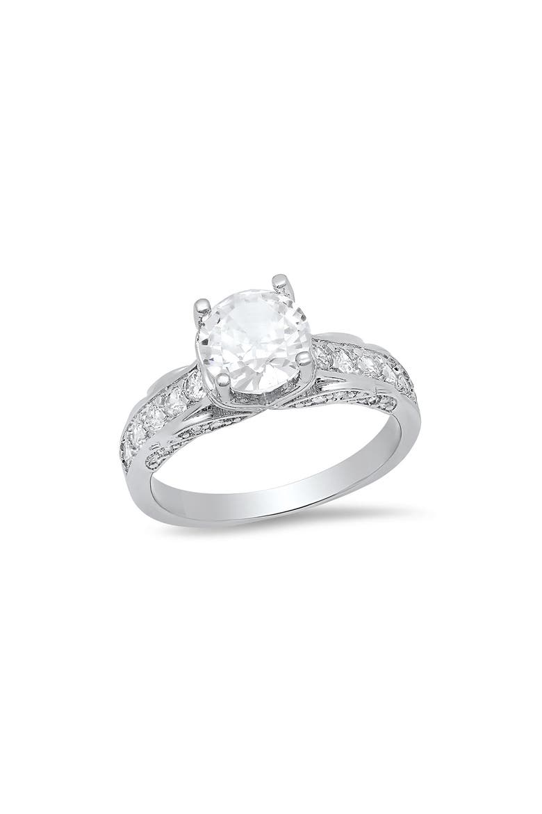 Round Cubic Zirconia Ring, Main, color, SILVER