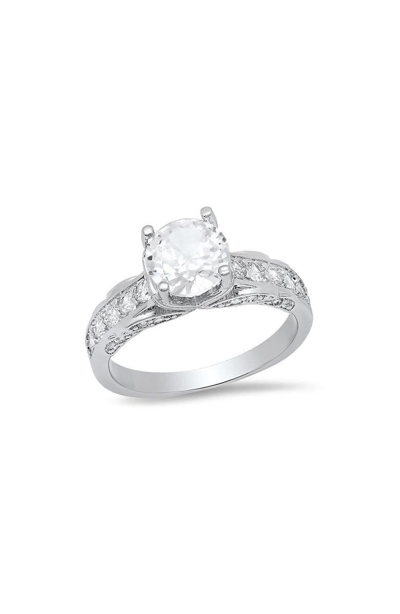 HMY JEWELRY Round Cubic Zirconia Ring, Main, color, Silver