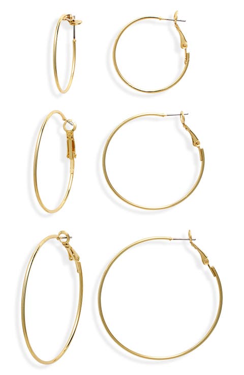 Set of 3 Thin Hoop Earrings
