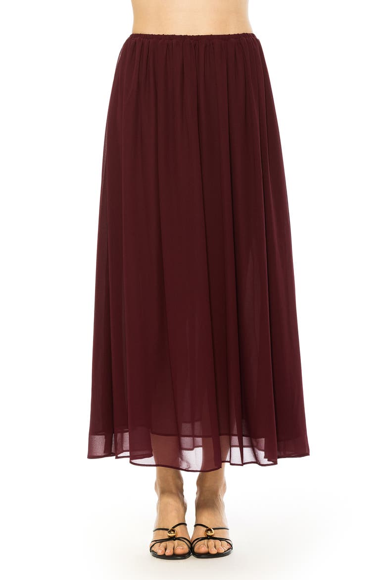 VAYLA LONG FLOWY MAXI SKIRT, Main, color, BURGUNDY