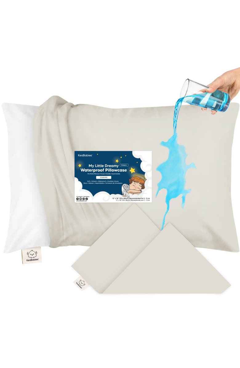 KeaBabies My Little Dreamy [Protect+] Waterproof Pillowcase, Main, color, Pearl Gray