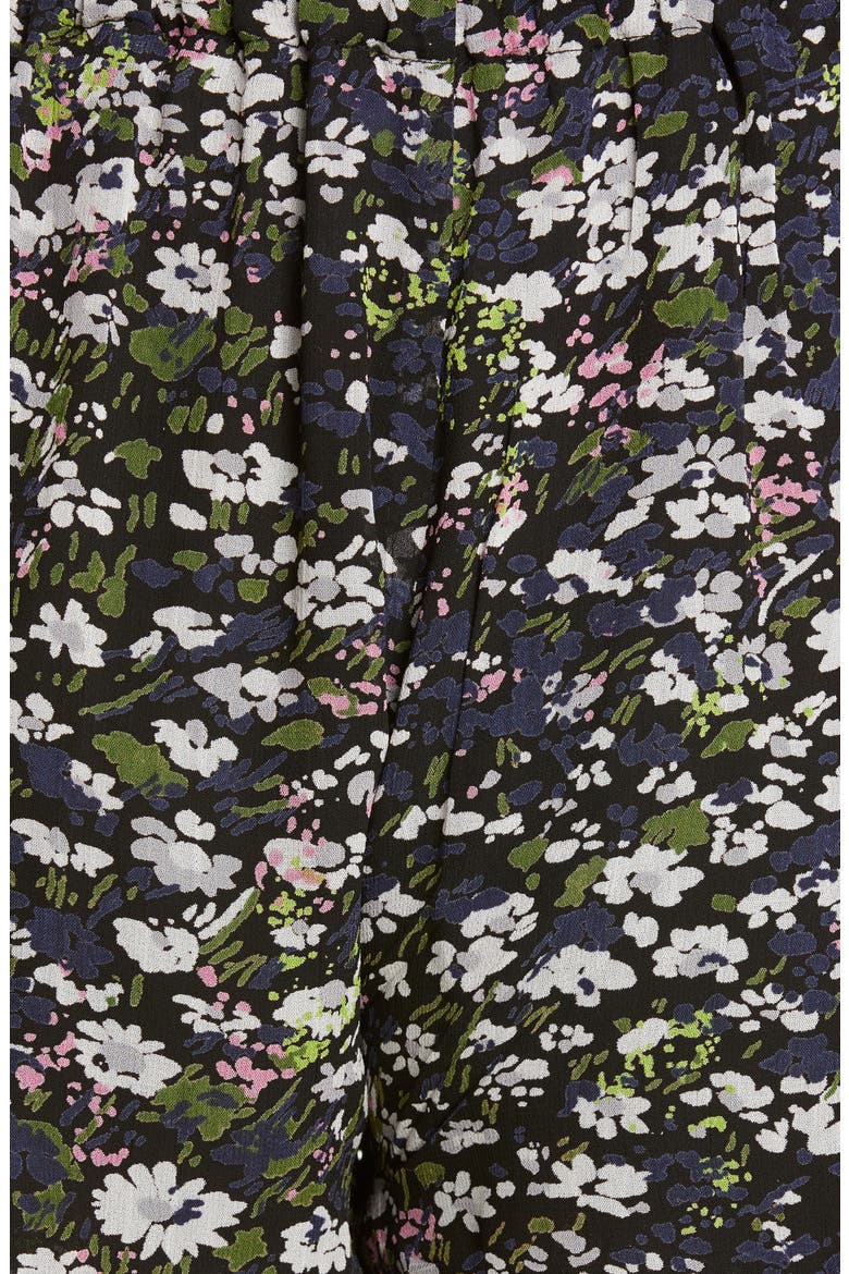 Floral Print Georgette Shorts, Alternate, color, BLACK