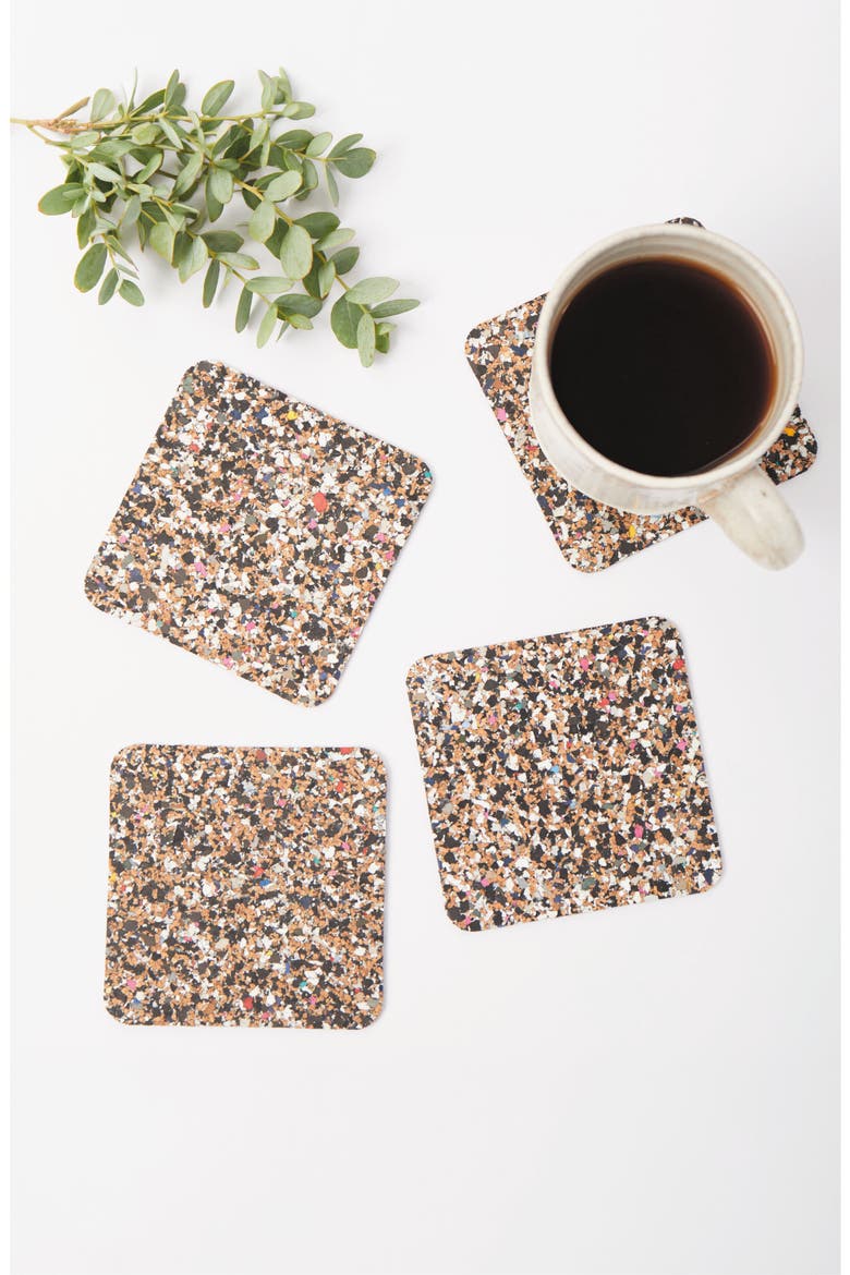 Beach Clean Square Coasters Set of 6, Alternate, color, Natural Cork