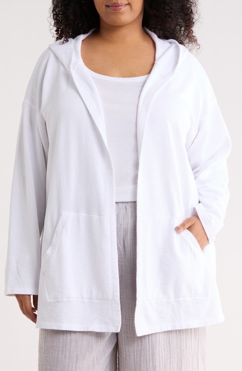 Eileen Fisher Organic Cotton Hooded Jacket, Main, color, White