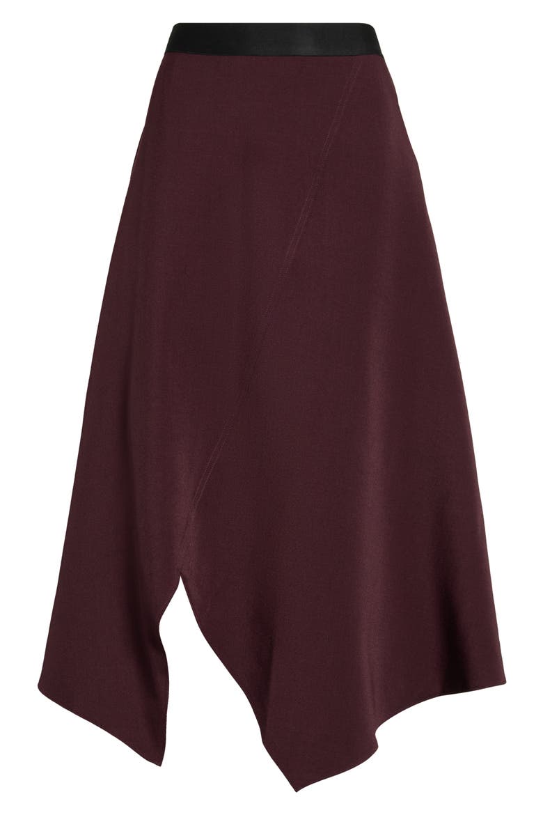 Asymmetrical Hem Midi Skirt, Alternate, color, DARK CHERRY