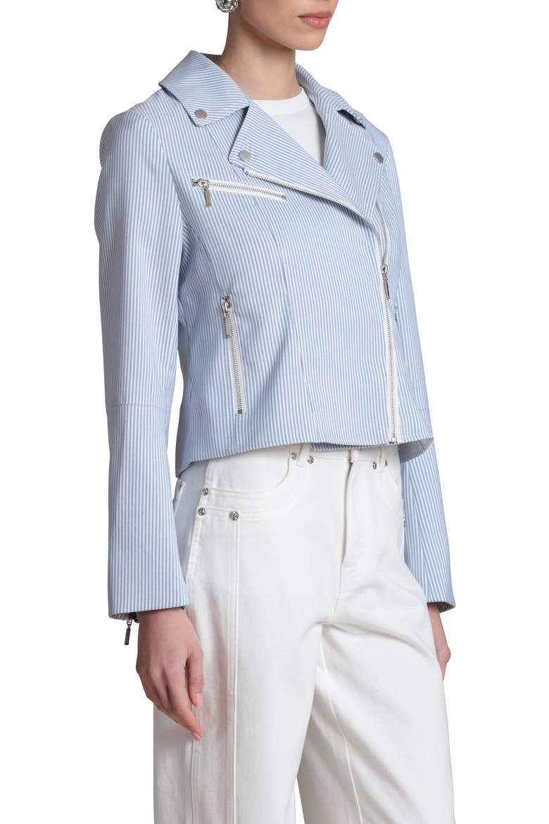 Stripe Moto Jacket, Alternate, color, BLUE WHITE STRIPE