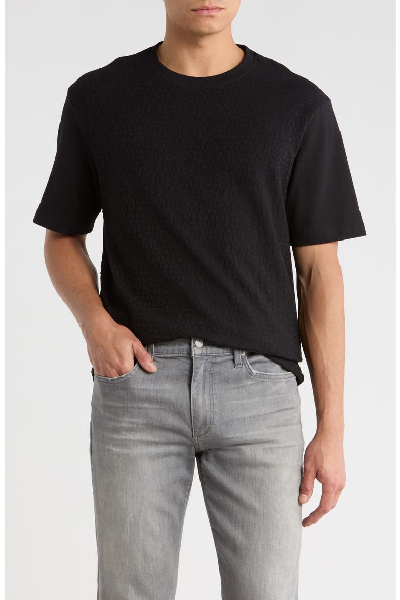 Geometric Textured Knit T-Shirt, Main, color, BLACK