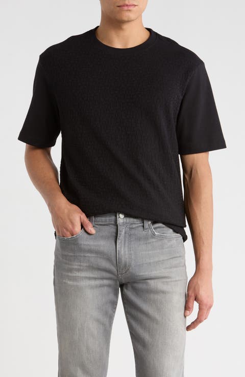KARL LAGERFELD PARIS Geometric Textured Knit T-Shirt