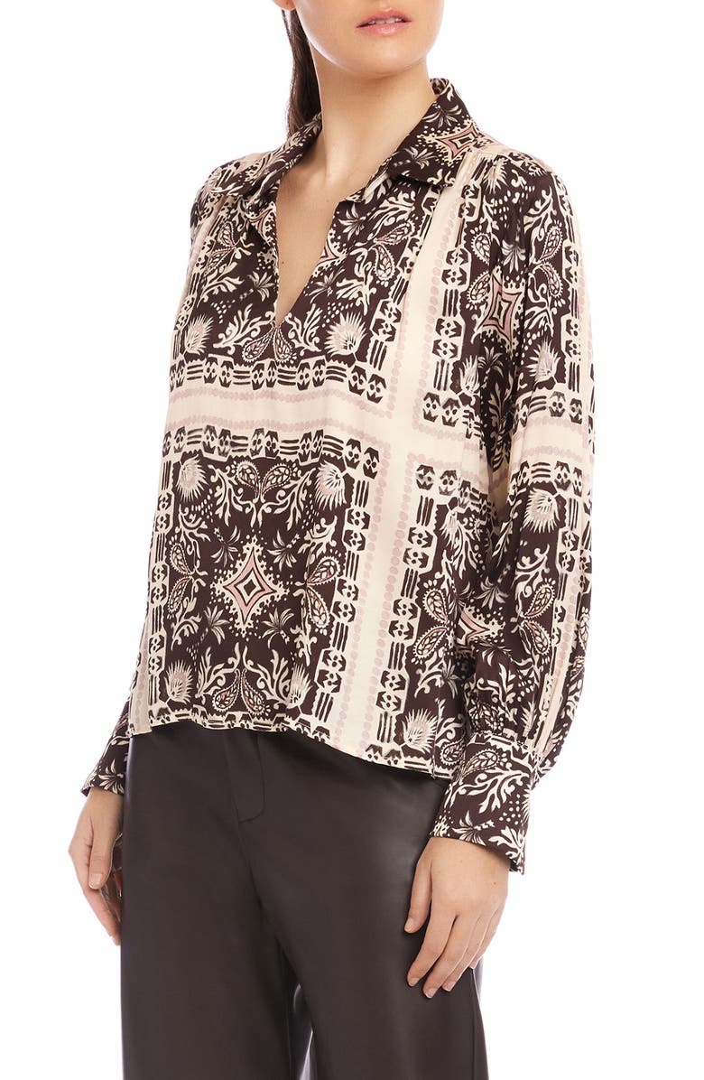 FIFTEEN TWENTY Tess Block Print Satin Shirt, Alternate, color, 