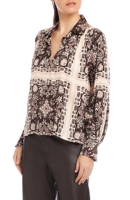 Fifteen Twenty Tess Block Print Satin Shirt In Multi