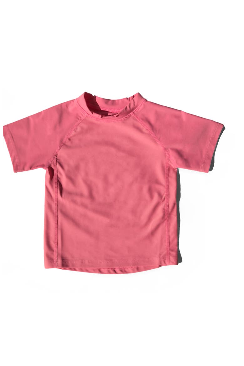 Kids Short Sleeve Rash Guard, UPF 50+ Swim Shirt, Alternate, color, Pink
