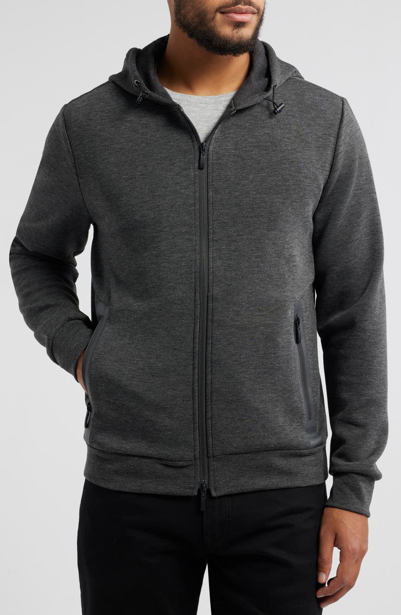 Robert Barakett Croydon Stretch Scuba Full Zip Hoodie, Alternate, color, Charcoal