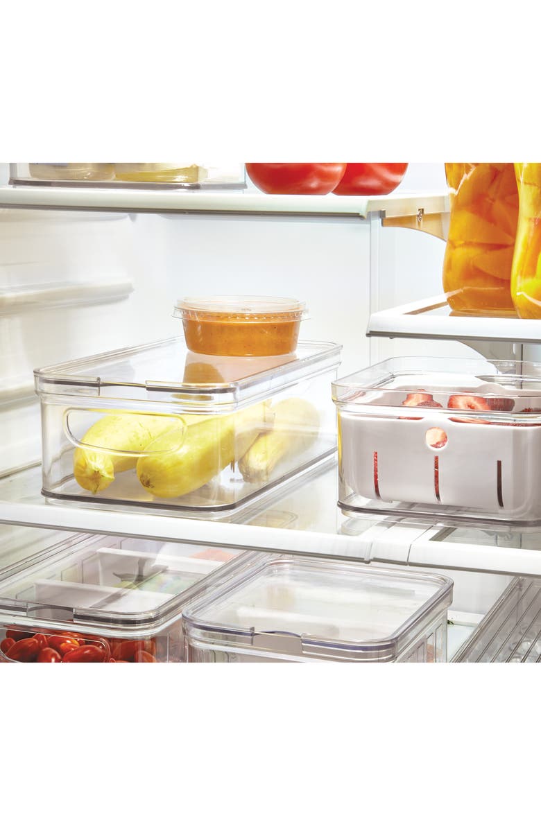 iDesign Stackable Fridge Organizer Bins with Lids - Set of 6 - Clear, Alternate, color, Clear