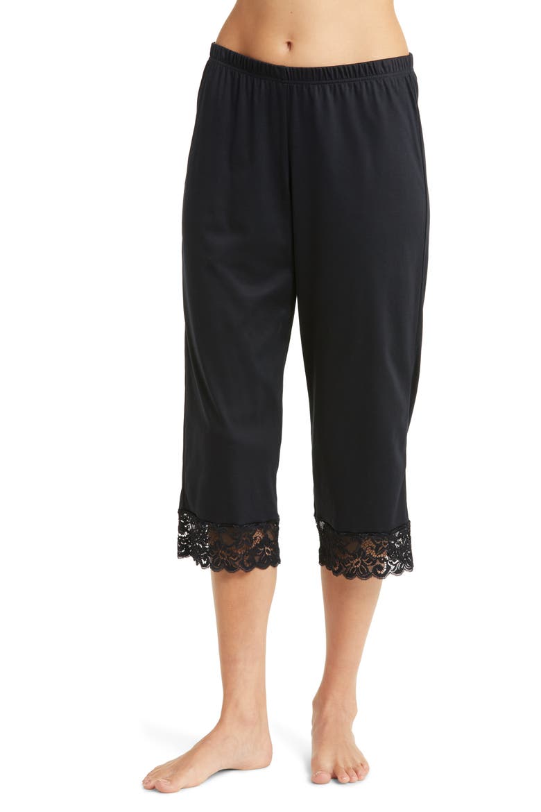 Moments Lace Trim Crop Pajamas, Alternate, color, 019 - BLACK
