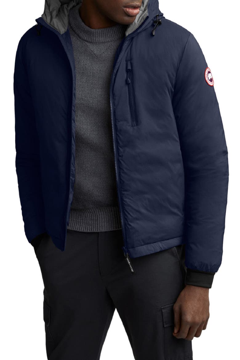 Lodge Packable Windproof 750 Fill Power Down Hooded Jacket, Main, color, ATLANTIC NAVY