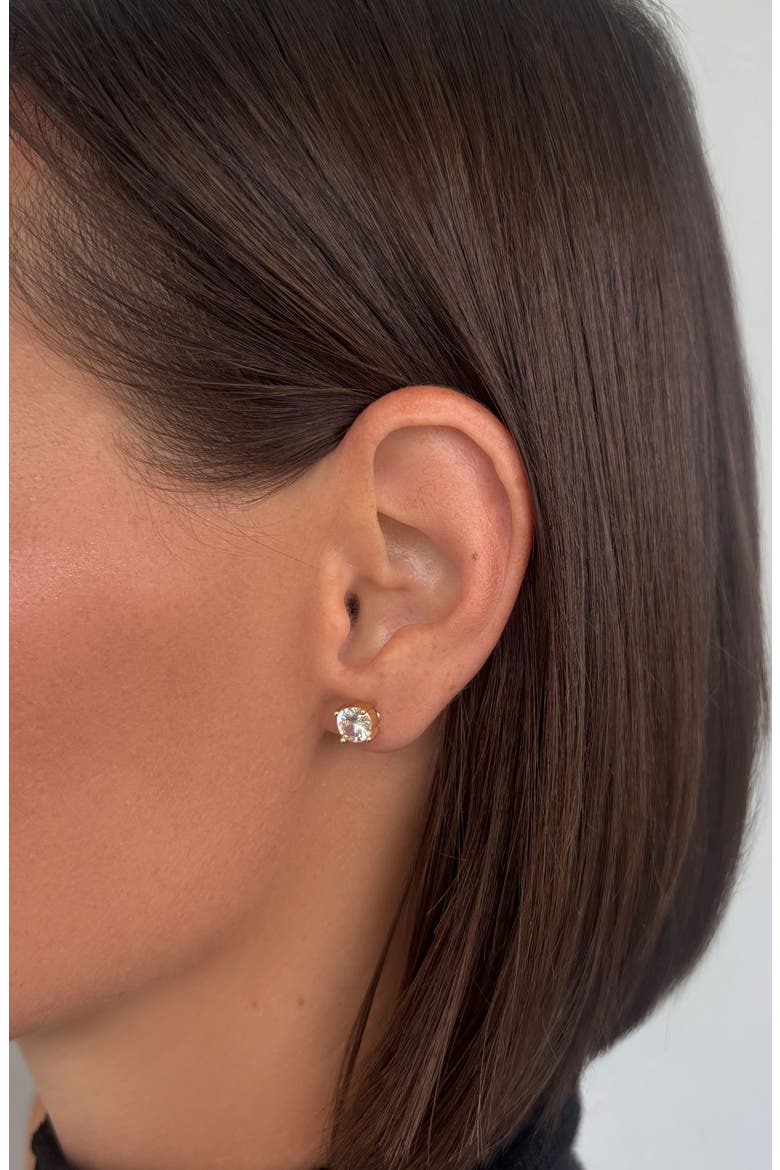 14k Gold Plated Round Cubic Zirconia Stud Earring Set, Alternate, color, GOLD