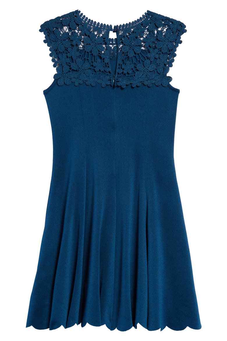Embroidered Lace Fit & Flare Dress, Alternate, color, TEAL