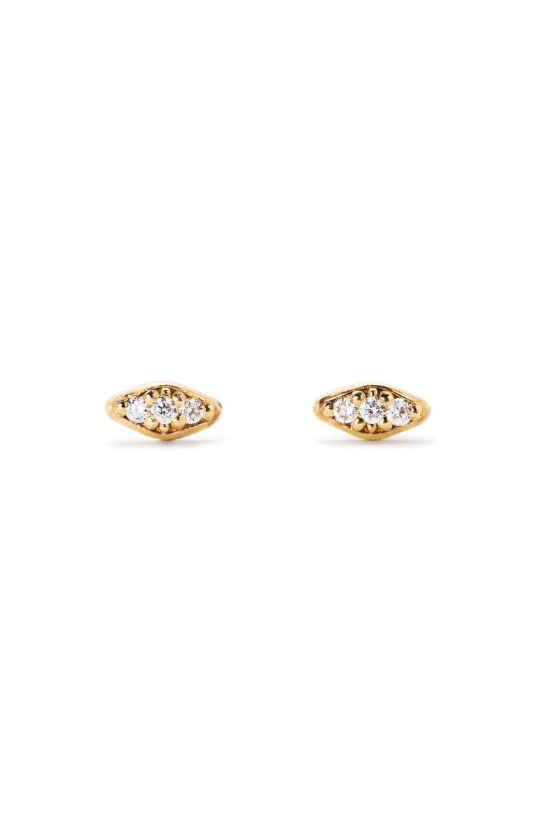 Ana Luisa Gold Stud Earrings - Mini Diamond Navette Studs, Main, color,