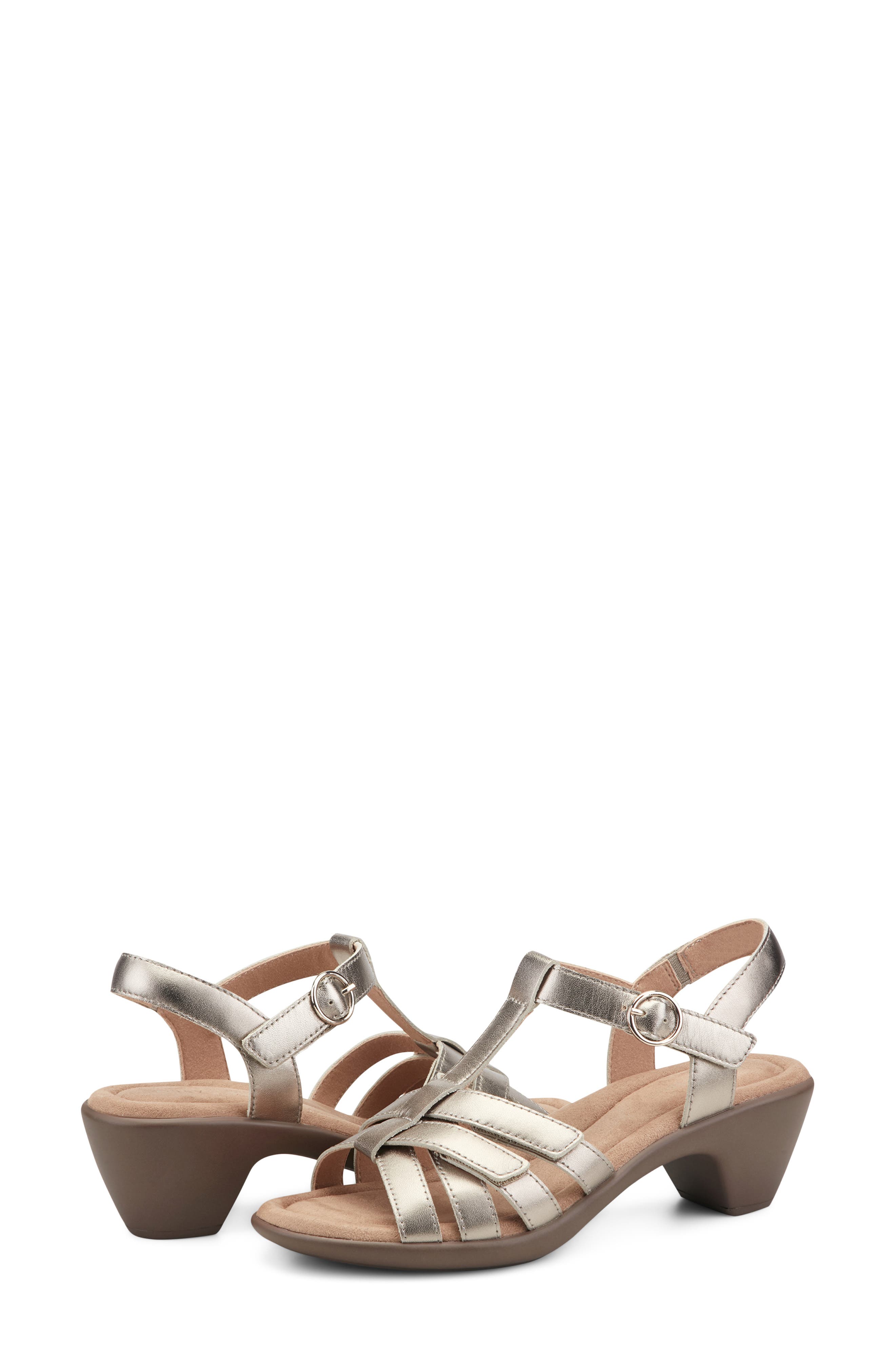 Clarra T-Strap Sandal, Alternate, color, BRONZE
